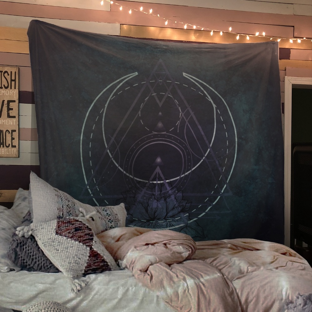 Gothic Tapestry Sacred Geometry Dark Purple
